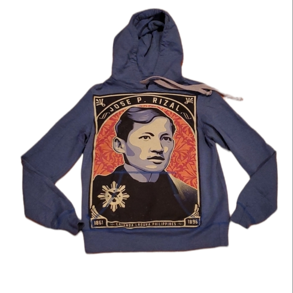 Artwork Juan Vintage Jose Rizal Blue Hooded Sweatshirt Size S
